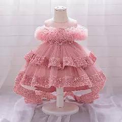 Emilia II Dusty Pink Sequin Tiered Tulle Baby Party Dress