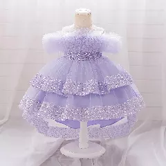 Emilia II Lavender Sequin Tiered Tulle Baby Party Dress