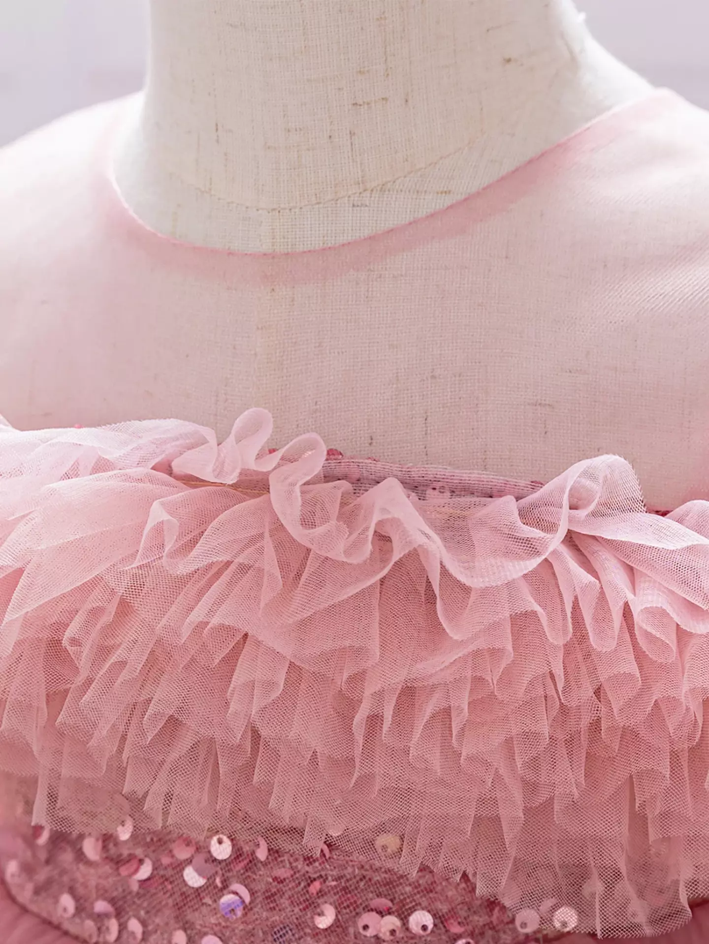 Emilia II Dusty Pink Sequin Tiered Tulle Baby Party Dress