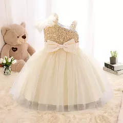 Madison Champagne Sequin One Shoulder Baby Party Dress