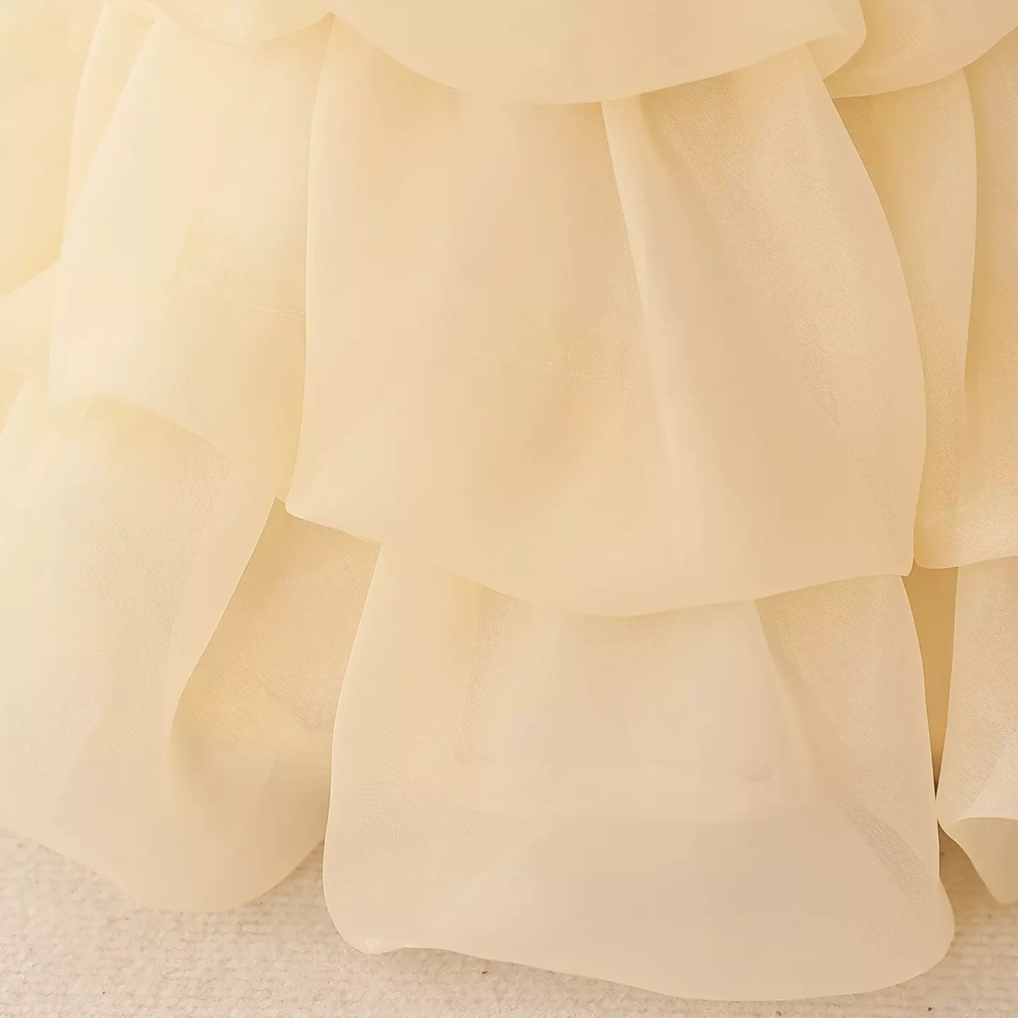 Chase Champagne Sequin Tiered Organza Baby Party Dress - Knee Length Birthday & Special Occasion Dress