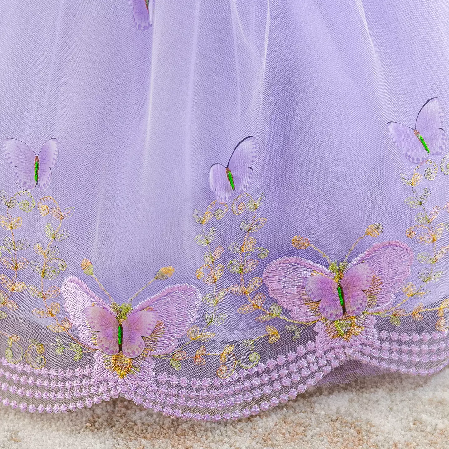 Antoinette Lavender Butterfly Embroidered Tulle Baby Party Dress - Knee Length Birthday & Special Occasion Dress