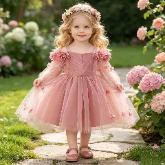 Jee Dusty Pink 3D Flower Tulle Cape Baby Girls Party Dress | Lucys