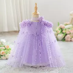 Jee Lavender 3D Flower Tulle Cape Baby Girls Party Dress | Lucys