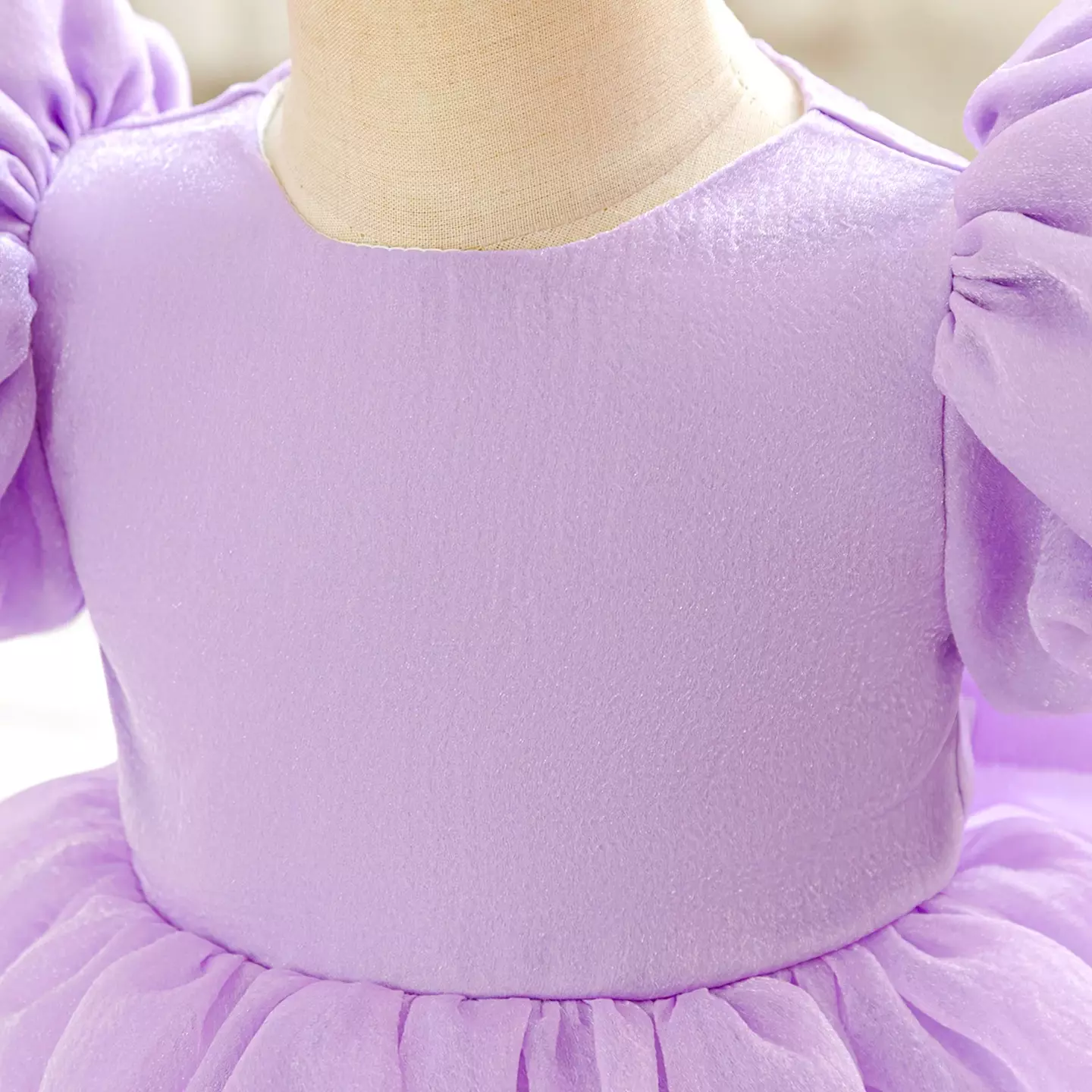 Yoona Lavender Puff Sleeve Party Dress with Satin Bow for Baby & Toddler Girls