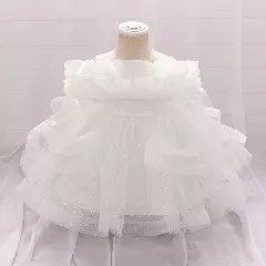 Sophie White Ruffle Collar Baby Christening & Party Dress