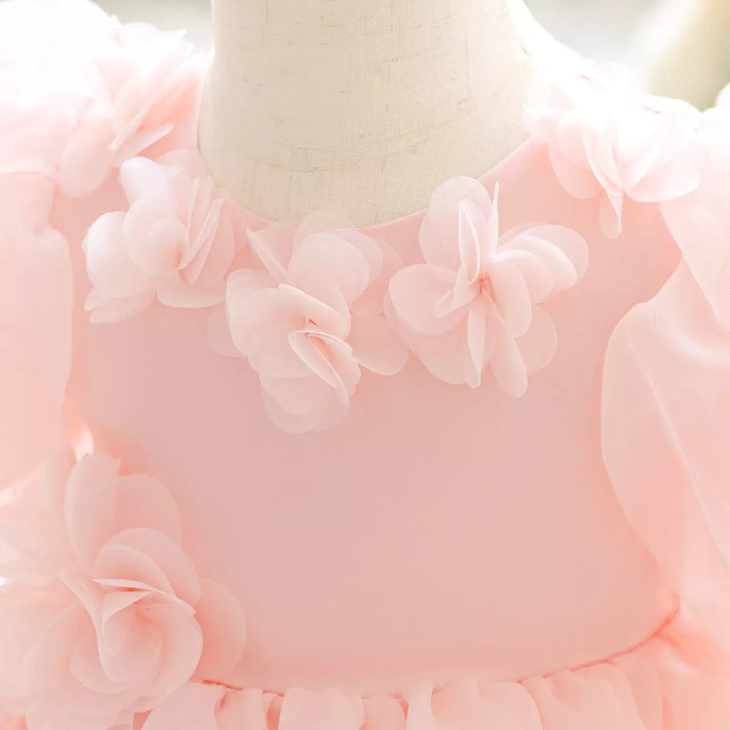 Sana Peach Pink Flower Collar Organza Baby Girls Party Dress | Lucys