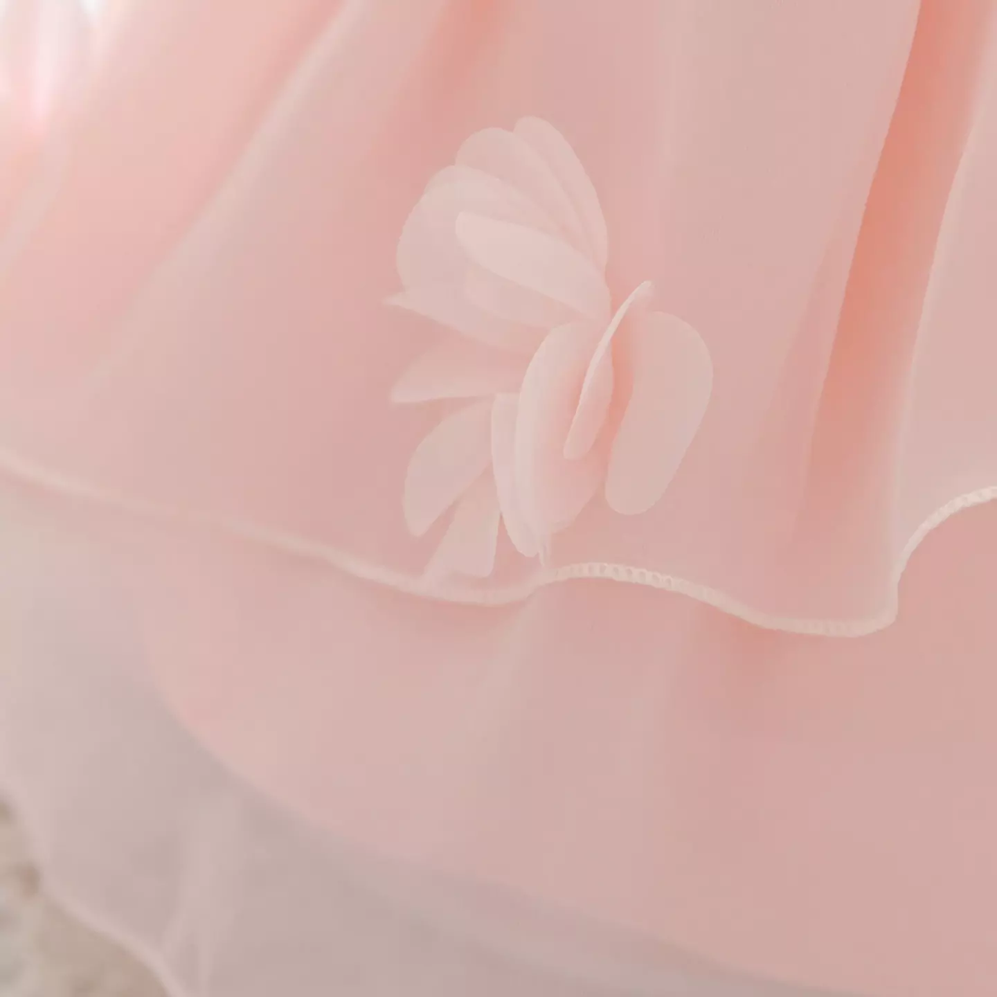 Sana Peach Pink Flower Collar Organza Baby Girls Party Dress | Lucys