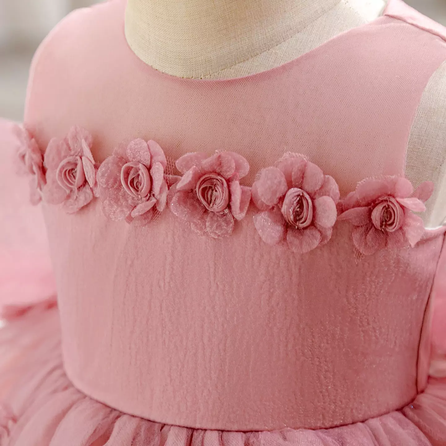 Mina Dusty Pink Rose Garland Tulle Baby Girls Party Dress | Lucys