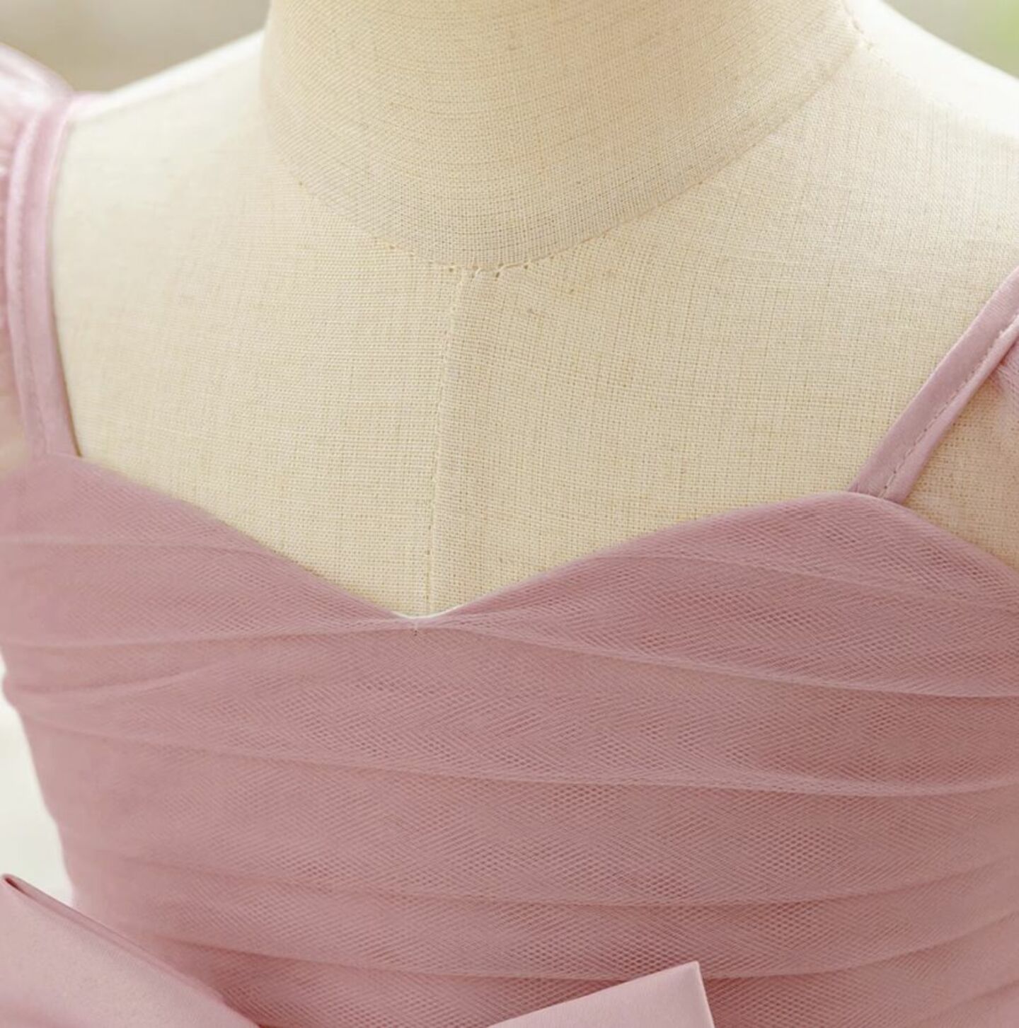 Lopez Dusty Pink Ruffled Tulle Baby Party Dress - Knee Length Birthday & Special Occasion Dress