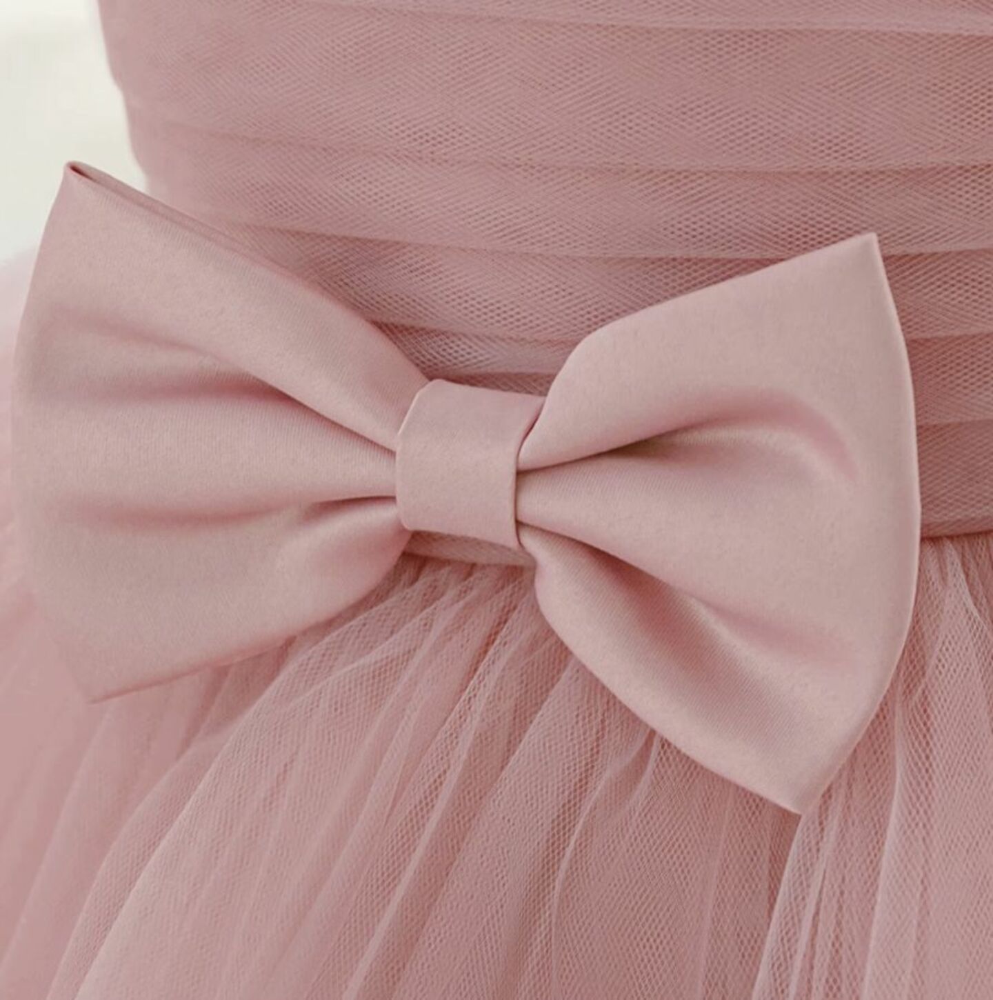 Lopez Dusty Pink Ruffled Tulle Baby Party Dress - Knee Length Birthday & Special Occasion Dress