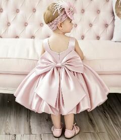 Kay II Dusty Pink Satin Baby Party Dress with Bubble Skirt