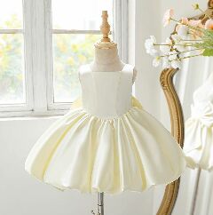 Kay II Ivory Satin Baby Christening & Flower Girl Dress