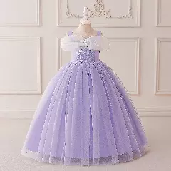 Giselle Lavender Flocked Dot Tulle Girls Party Dress | Lucys