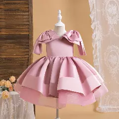Tzuyu Dusty Pink Banded Satin Girls Party Dress | Lucys