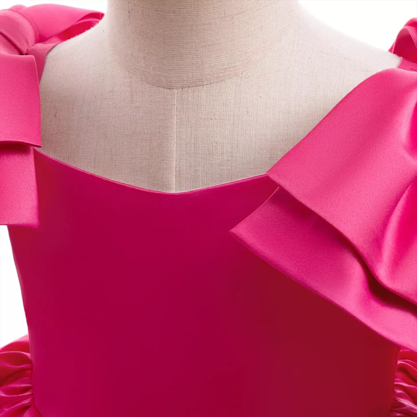 Tzuyu Hot Pink Square Neck Satin Girls Party Dress | Lucys