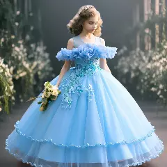 Roseanne Light Blue Fitted Bodice Girls Tulle Party Dress | Lucys