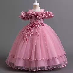 Roseanne Dusty Pink Floral Applique Girls Tulle Party Dress | Lucys