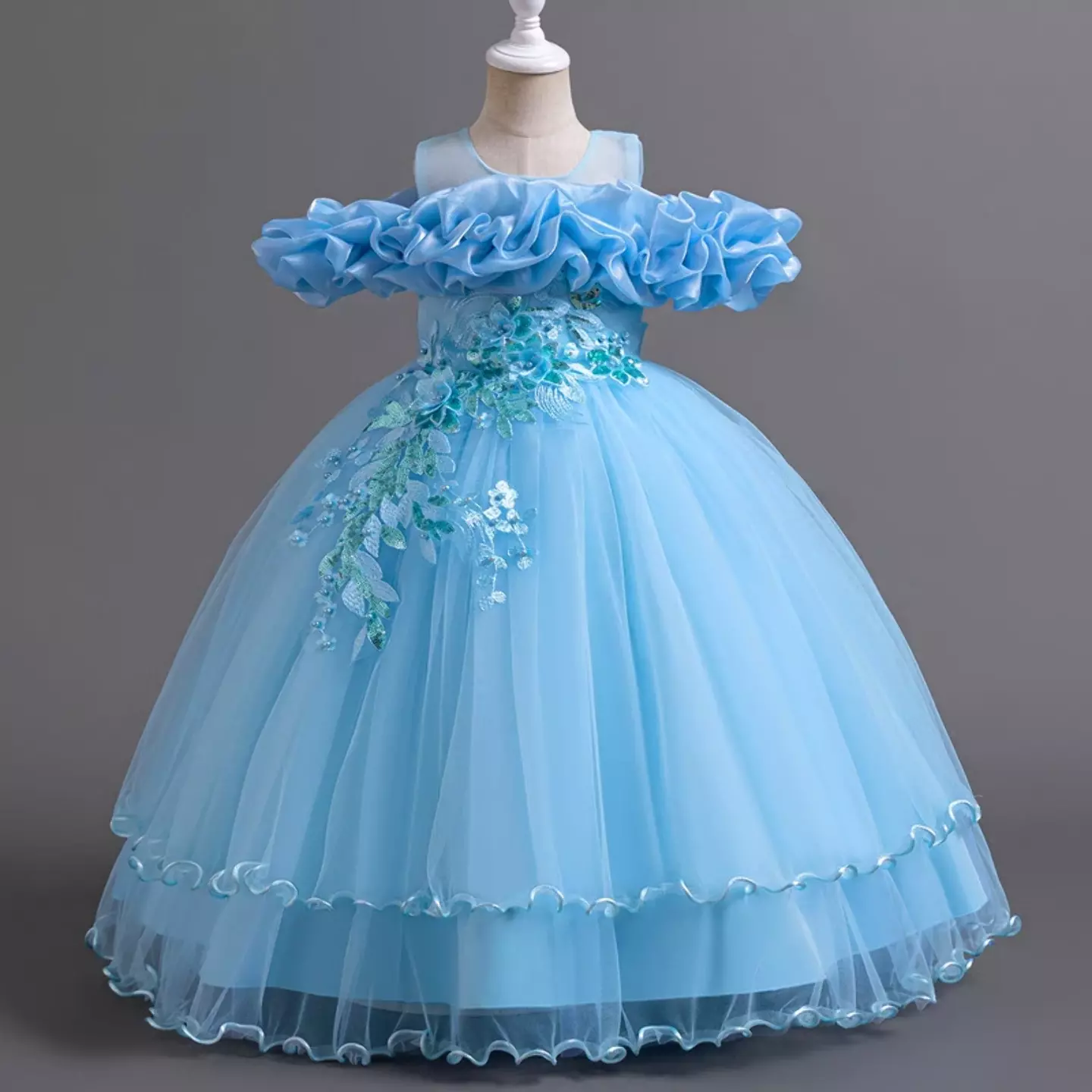 Roseanne Light Blue Fitted Bodice Girls Tulle Party Dress | Lucys