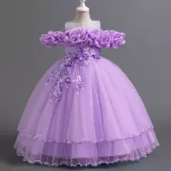 Roseanne Lavender Layered Tulle Girls Ball Gown Dress | Lucys