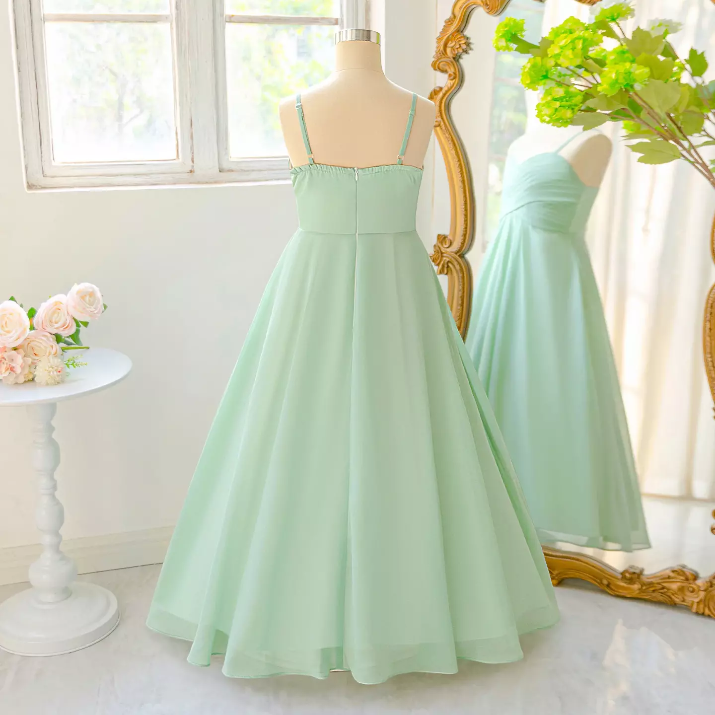 Lalisa Sage Green Pleated Crossover Girls Junior Bridesmaid Dress | Lucys