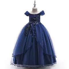 Roseanne II Navy Sequinned Bodice Girls Tulle Ball Gown | Lucys