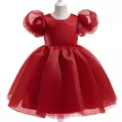 Riina Maroon Satin Bodice Organza Girls Party Dress | Lucys