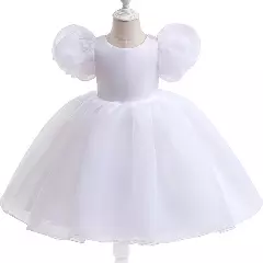 Riina White Organza Flower Girl Dress with Satin Bodice | Lucys
