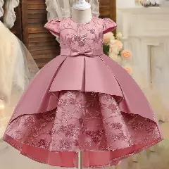 Mara Dusty Pink Beaded Floral Bodice Girls Party Dress | Lucys