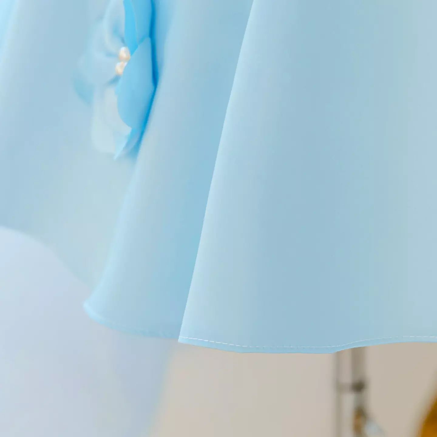 Yubin Light Blue 3D Flower Girls Party Dress with Tulle Tail | Lucys