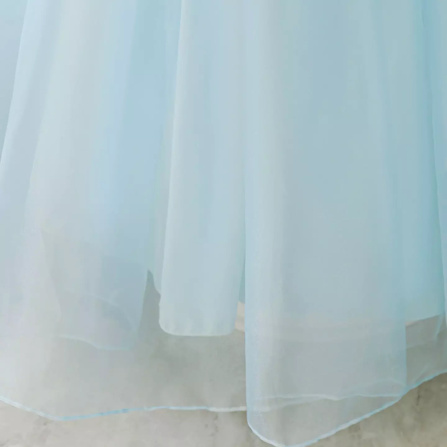Iga Light Blue Organza Rose Neckline Tea Length Girls Junior Bridesmaid Dress | Lucys
