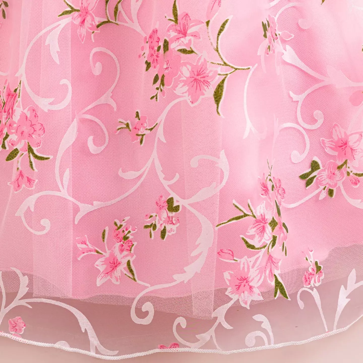Iva Pink Embroidered Blossom Organza Tea Length Girls Junior Bridesmaid Dress | Lucys