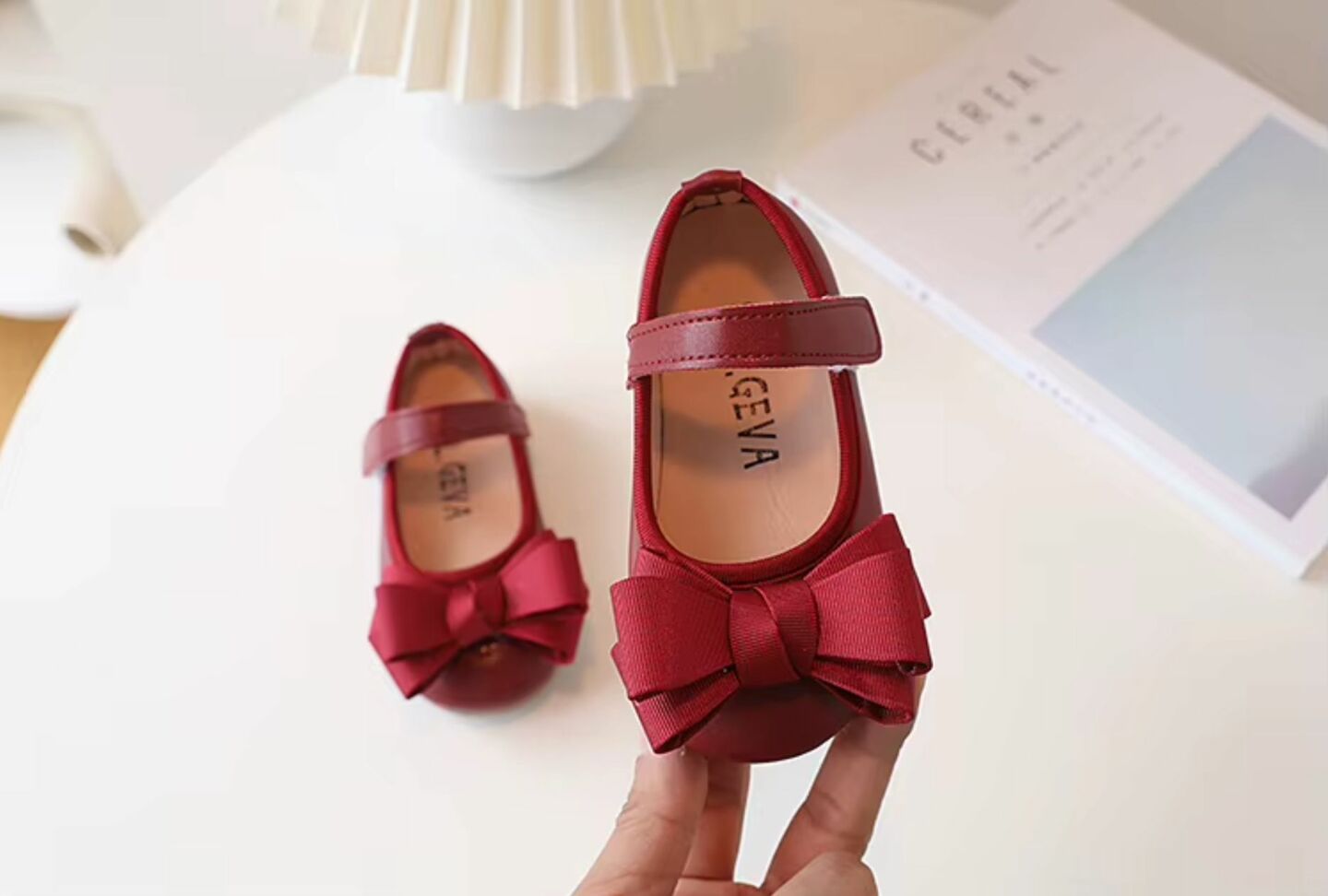 Baby & Toddler Girls Maroon Bow Mary Jane Dress Shoes | Lucys 10424