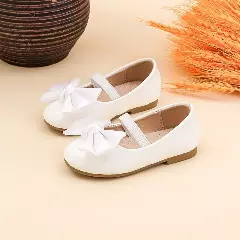 Baby & Toddler Girls White Satin Bow Ballet Flats with Cushioned Insole | Lucys 10452