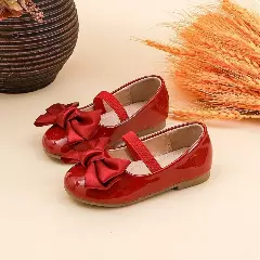 Baby & Toddler Girls Maroon Patent Bow Shoes for Parties and Birthdays | Lucys 10453