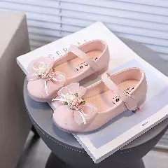 Toddler & Young Girls Blush Pink Organza Bow Mary Jane Flats | Lucys 10539