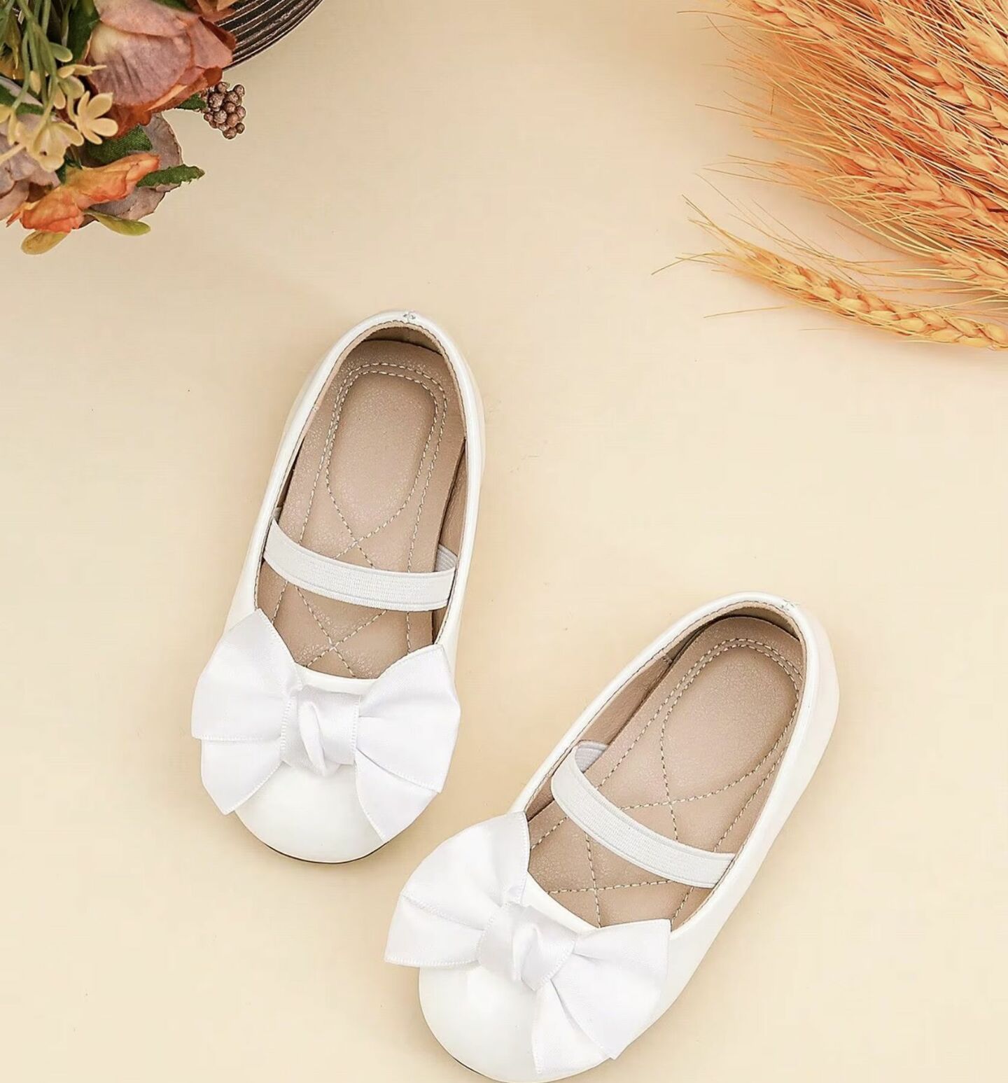 Baby & Toddler Girls White Satin Bow Ballet Flats with Cushioned Insole | Lucys 10452