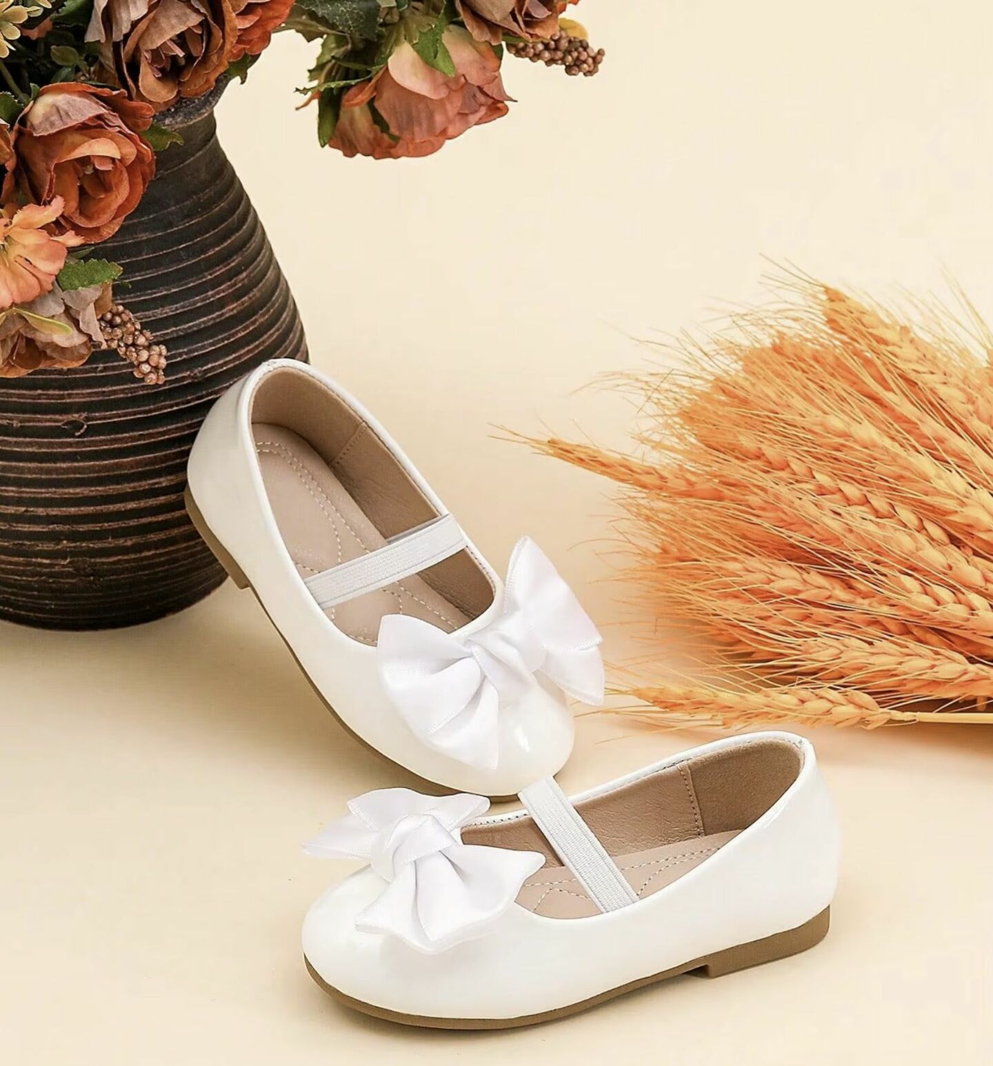 Baby & Toddler Girls White Satin Bow Ballet Flats with Cushioned Insole | Lucys 10452