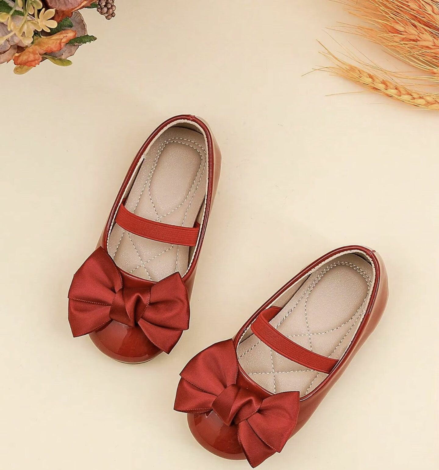 Baby & Toddler Girls Maroon Patent Bow Shoes for Parties and Birthdays | Lucys 10453