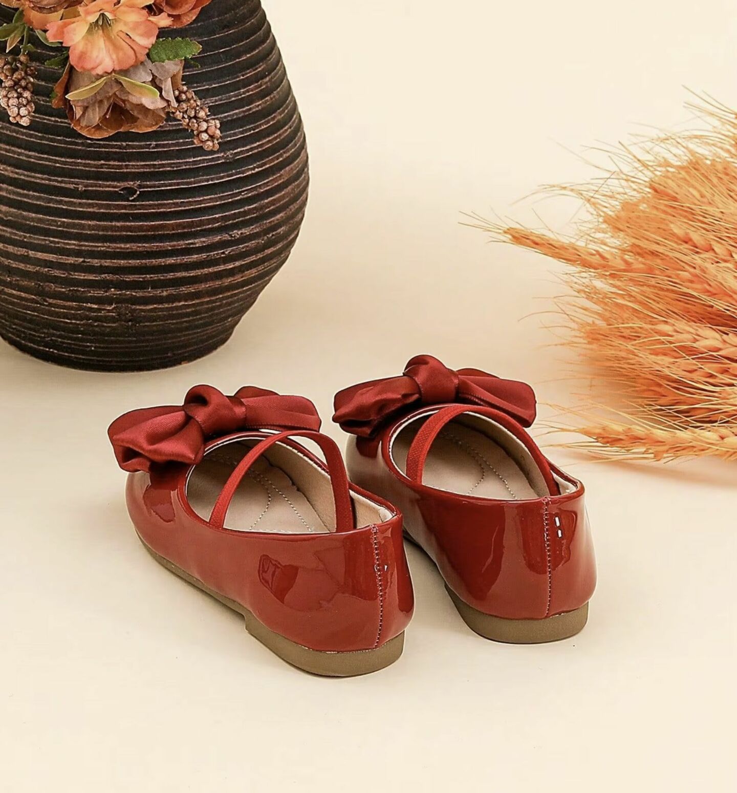 Baby & Toddler Girls Maroon Patent Bow Shoes for Parties and Birthdays | Lucys 10453