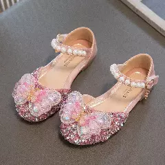 Baby, Toddler & Girls Pink Sequin 3D Butterfly Mary Jane Party Flats | Lucys 10560