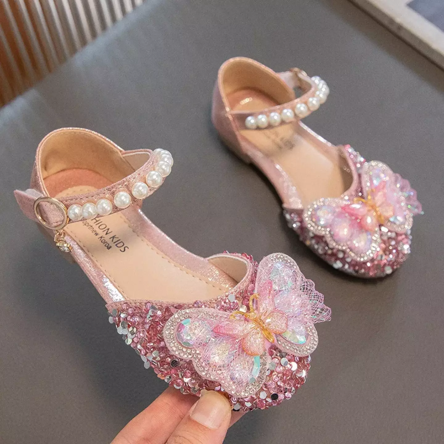 Baby, Toddler & Girls Pink Sequin 3D Butterfly Mary Jane Party Flats | Lucys 10560