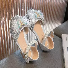 Baby, Toddler & Girls Silver Sequin 3D Butterfly Mary Jane Party Flats | Lucys 10561