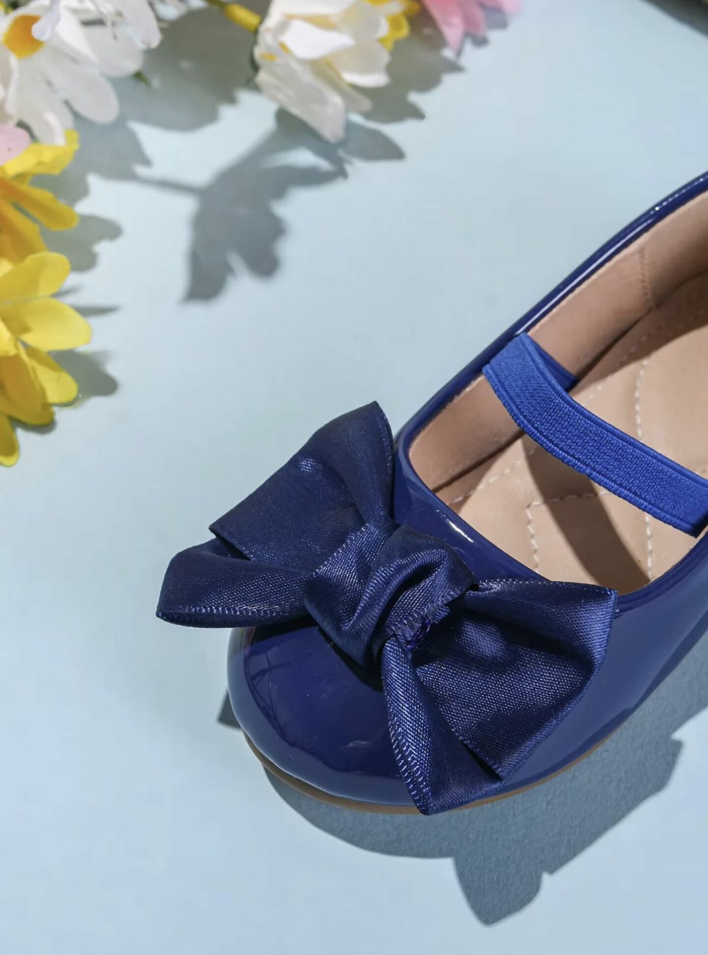 Baby, Toddler & Girls Navy Satin Bow Dress Shoes | Lucys 10466