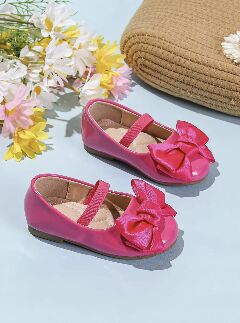 Baby, Toddler & Girls Hot Pink Satin Bow Party Shoes | Lucys 10464