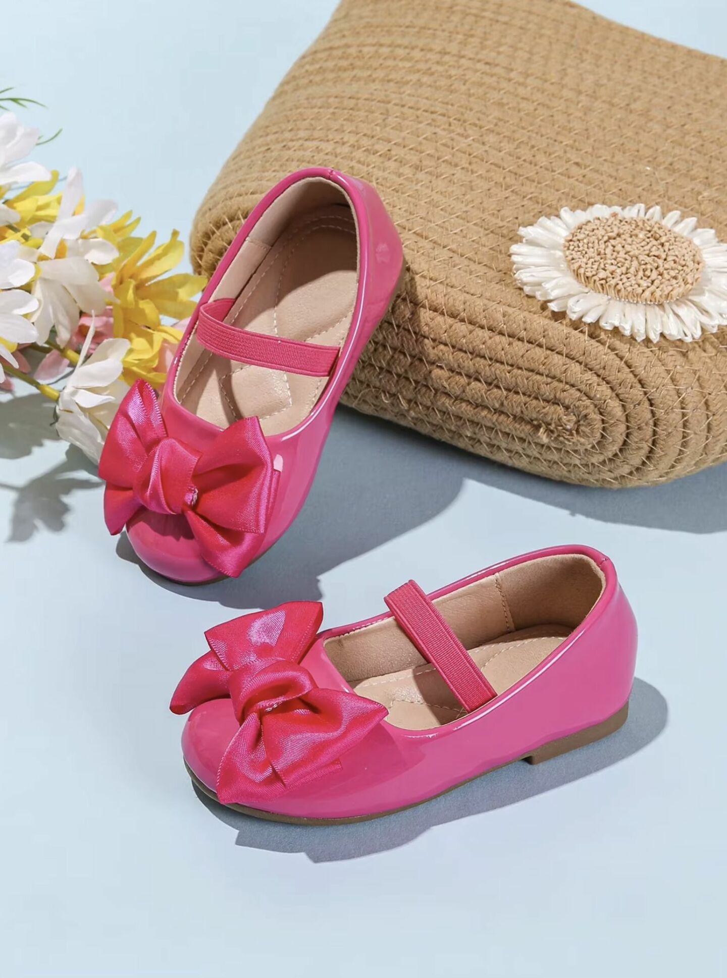 Baby, Toddler & Girls Hot Pink Satin Bow Party Shoes | Lucys 10464