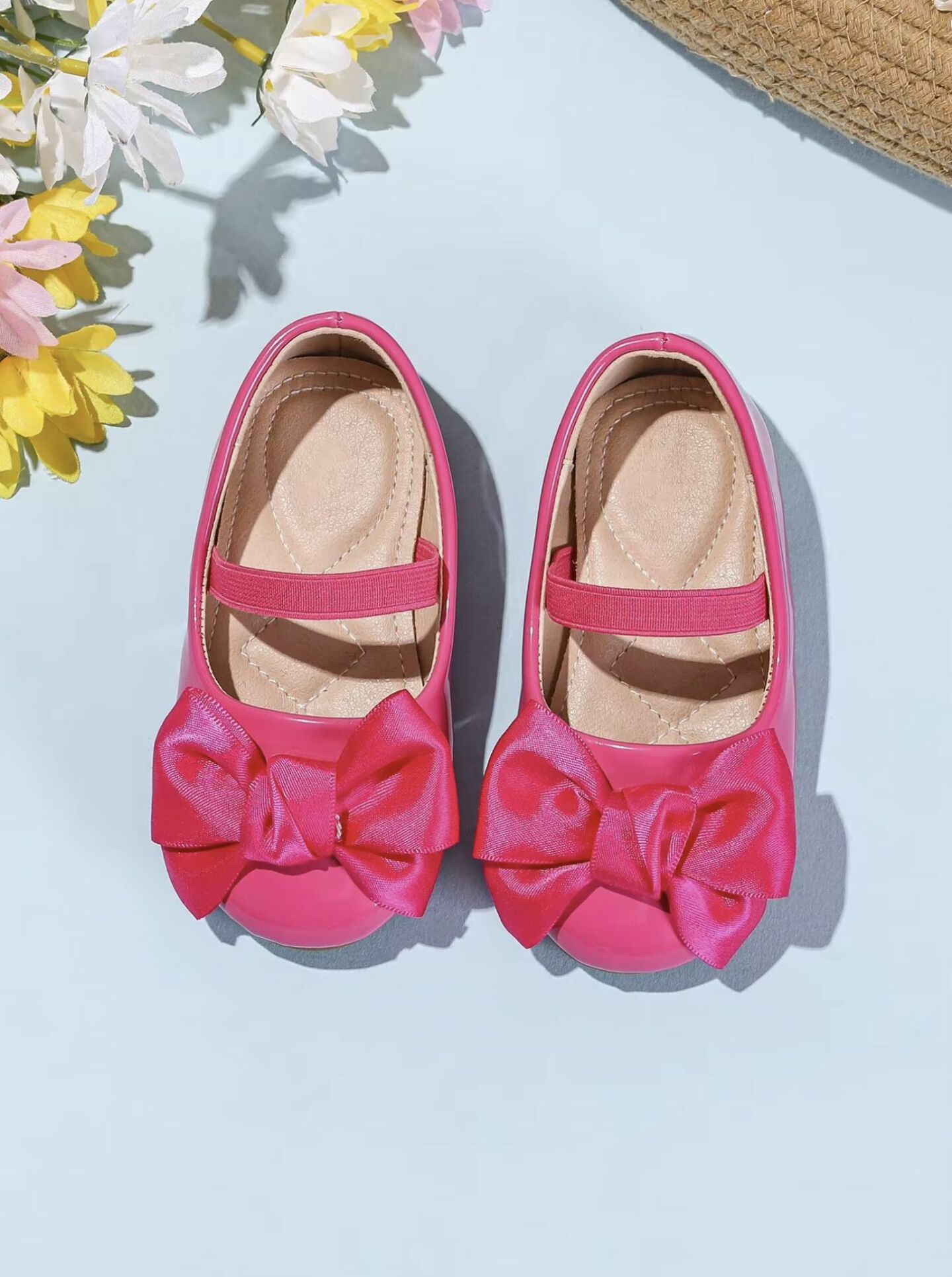 Baby, Toddler & Girls Hot Pink Satin Bow Party Shoes | Lucys 10464