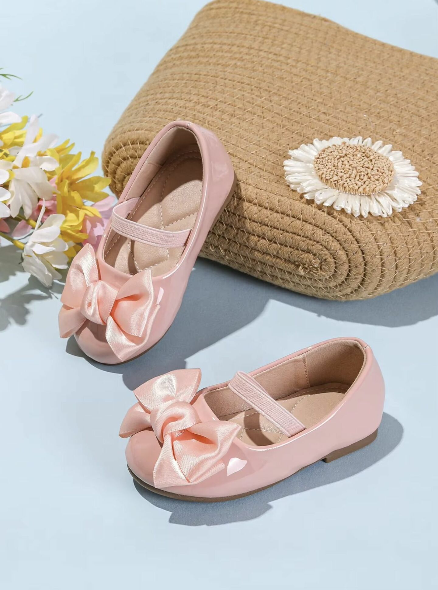 Baby, Toddler & Girls Dusty Pink Satin Bow Slip-On Flats | Lucys 10467