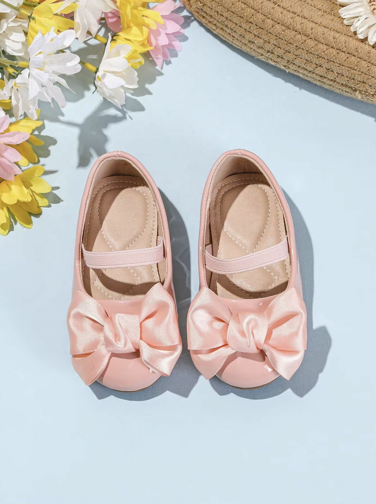 Baby, Toddler & Girls Dusty Pink Satin Bow Slip-On Flats | Lucys 10467