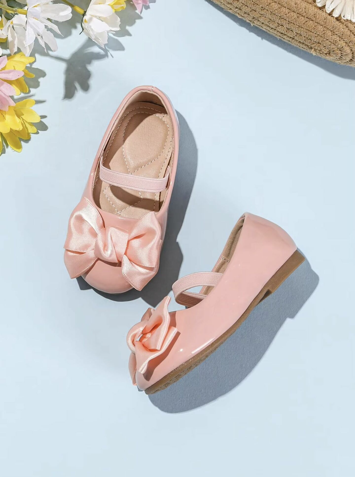 Baby, Toddler & Girls Dusty Pink Satin Bow Slip-On Flats | Lucys 10467